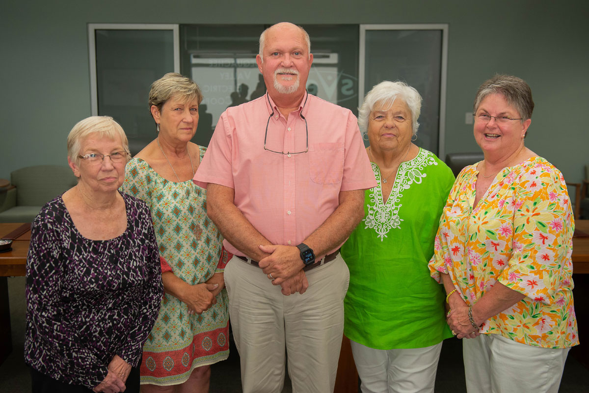 2022 SVECares Board of Directors: Ann Smith; Karen Rymer; Jim Whitaker; June Moss; Shereen Stewart.